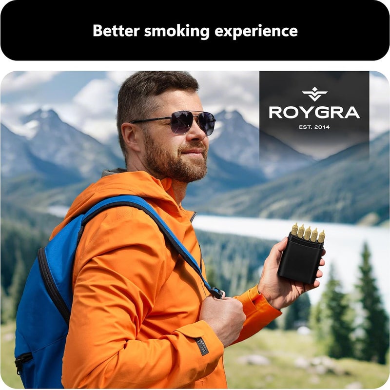 roygra حافظة مخروطية بحجم كينغ 4 قطع مقاومة للرائحة، علبة سجائر 5 فتحات للحجم العادي أو كينغ، صندوق تخزين بسعة 5 لملحقات التدخين للورق المدحرج مسبقًا - Image 5